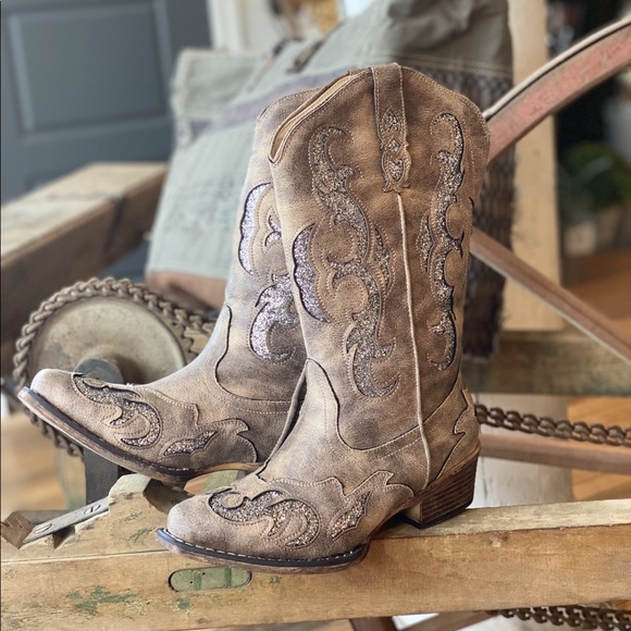 Shoes - A NIGHT TO REMEMBER GLITTER UNDERLAY COWGIRL BOOT
